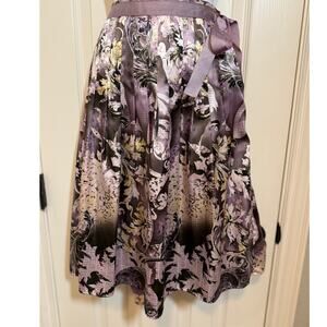 Worthington Satin Floral Skirt 12 | Romantic Cottagecore Midi Bow